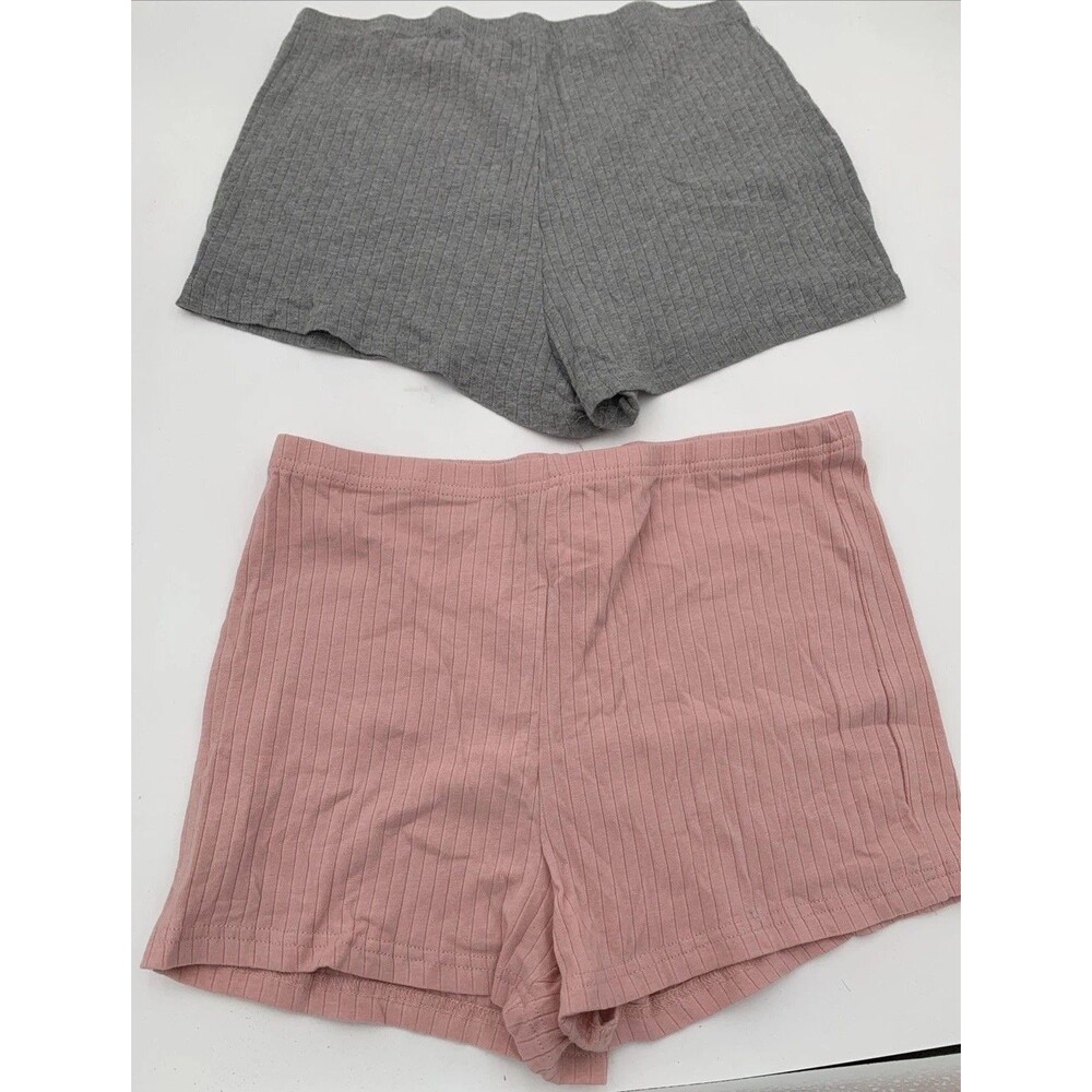 SHEIN 2 Pairs Of Shorts Size Large. Elastic Waist . Gray And Peach.